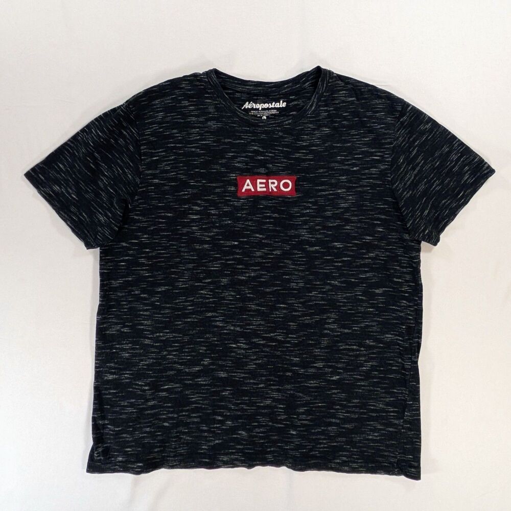 Aeropostale Men's large black Logo Graphic Knit T-Shirt Crew Neck Short Sleeve